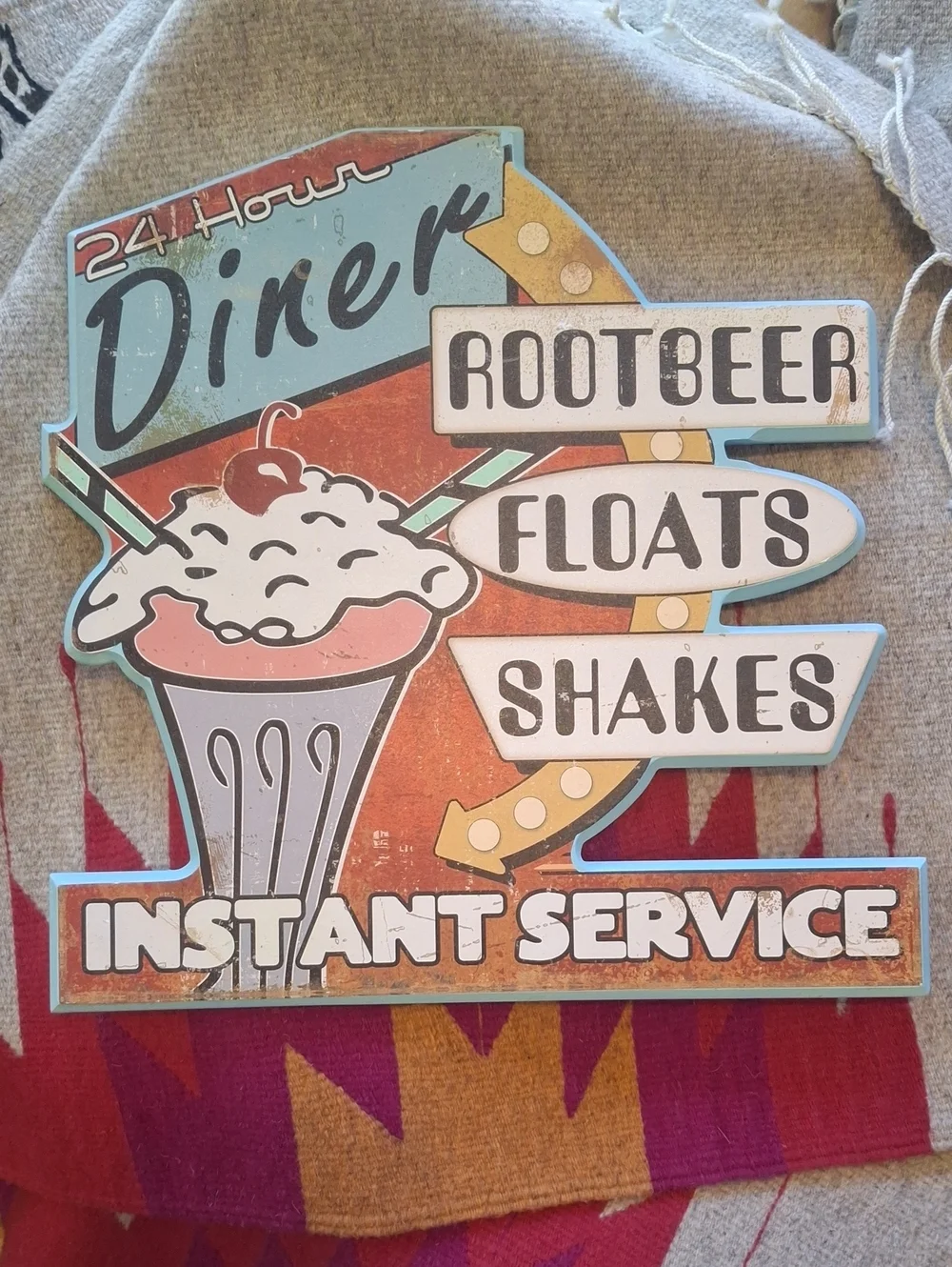 Vintage Inspired Diner Rootbeer Floats Shakes Wall Sign — Multicolor